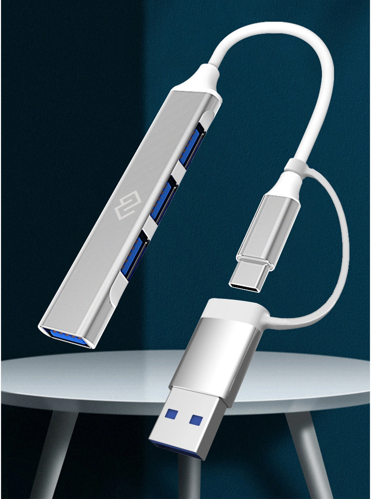 Разветвитель USB-C + USB-A Digma DHUB-4USB-AC-3.0 4порт. серебристый