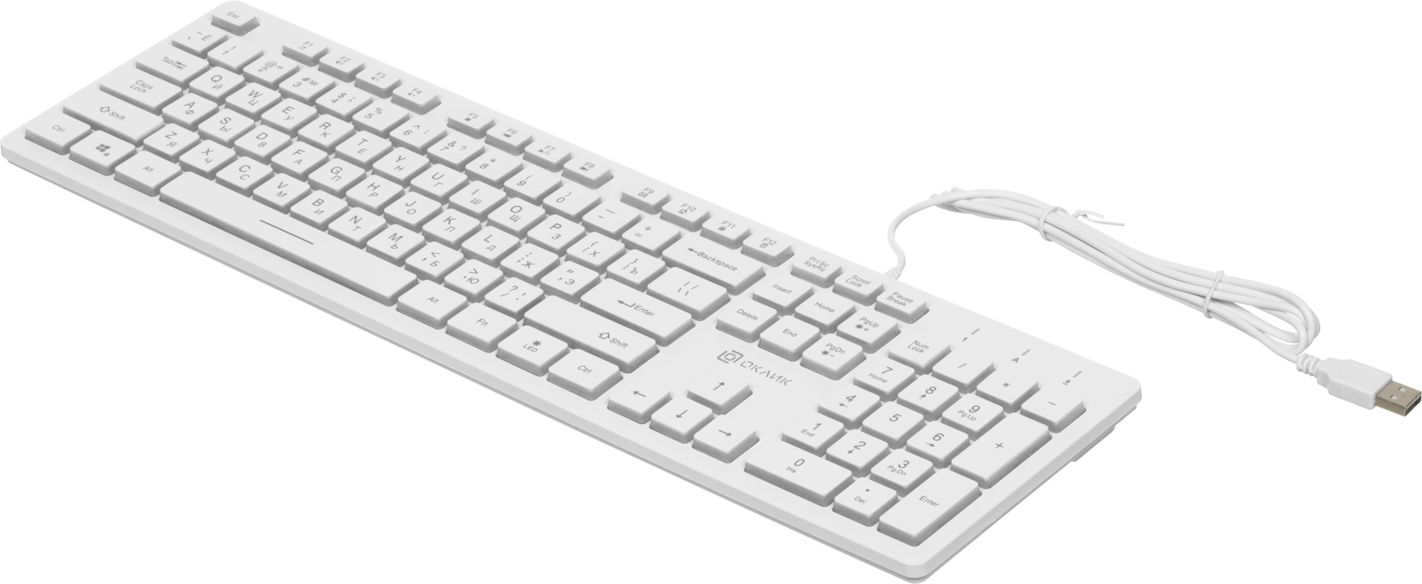 Клавиатура Оклик 550ML белый USB slim Multimedia LED