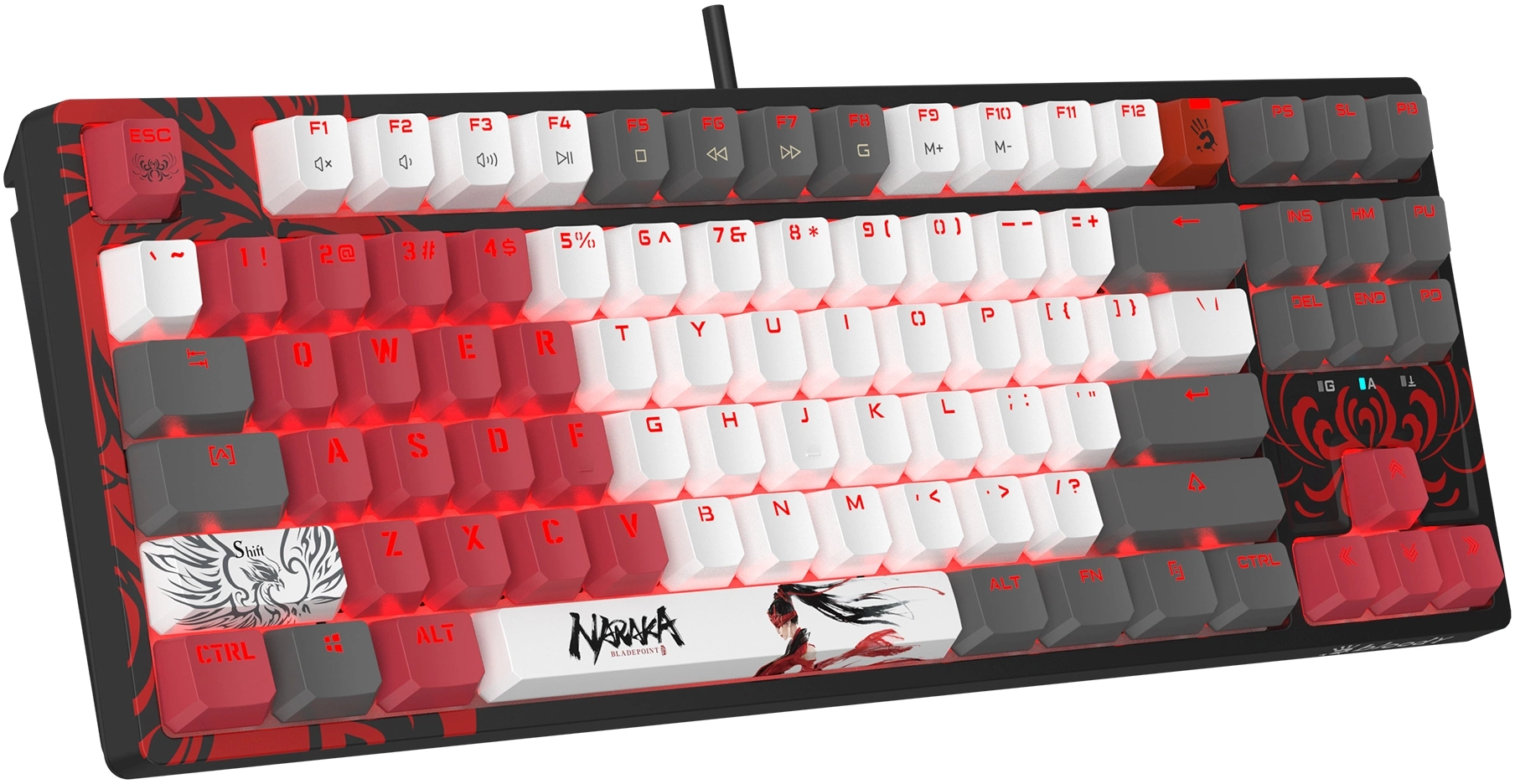 Клавиатура A4Tech S87 Naraka механическая черный/красный USB for gamer LED кабель 1.8м