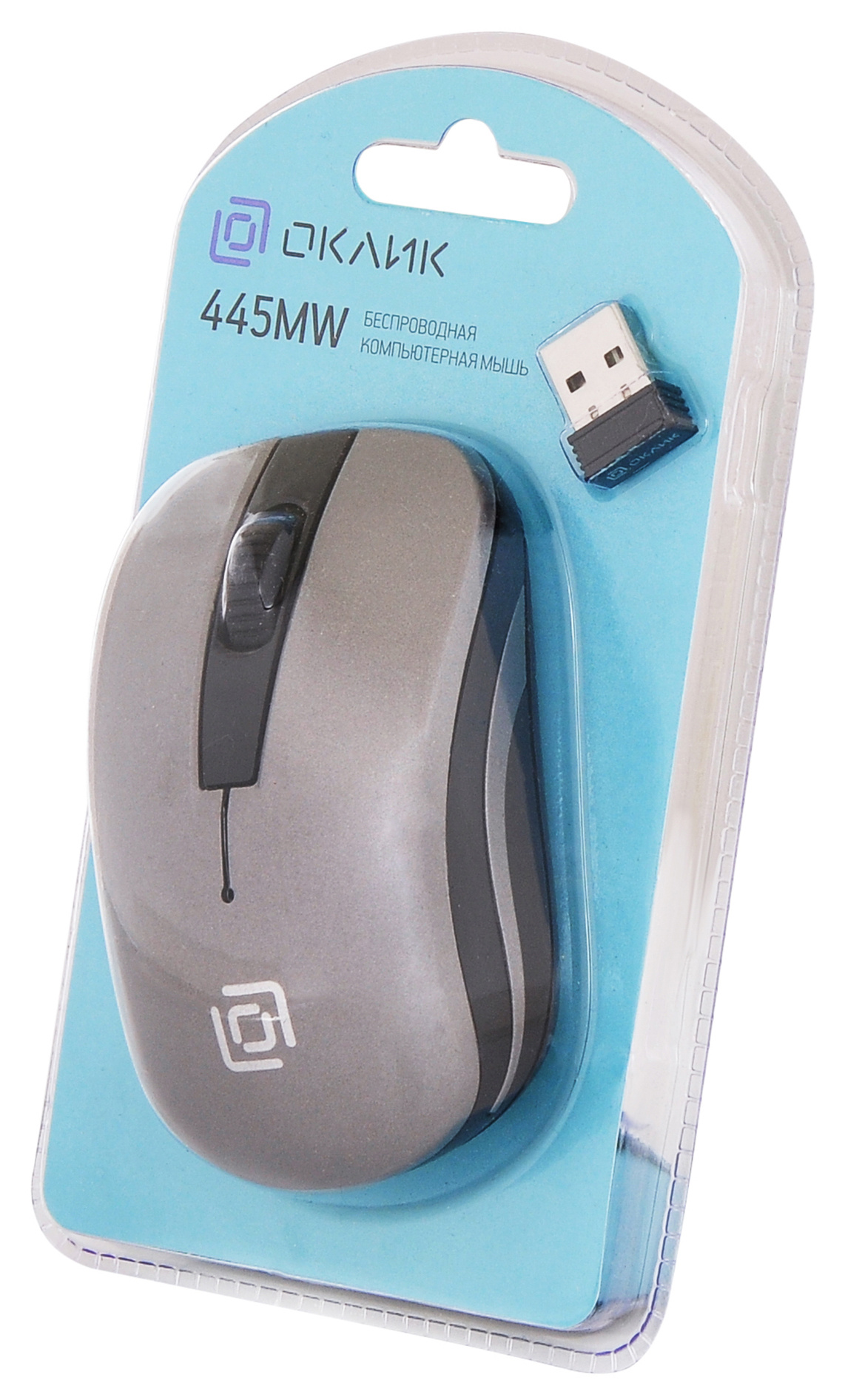 Мышь Оклик 445MW черный/серый оптическая 1200dpi беспров. USB для ноутбука 3but (945814)