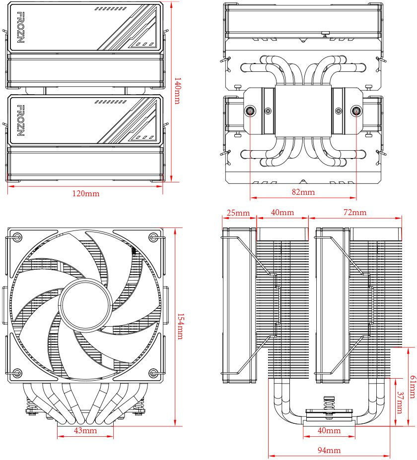 Устройство охлаждения(кулер) ID-Cooling Frozn A620 Soc-AM5/AM4/1200/1700/1851 черный 4-pin 29.85dB Al+Cu 270W 1190gr Ret (FROZN A620 BLACK)