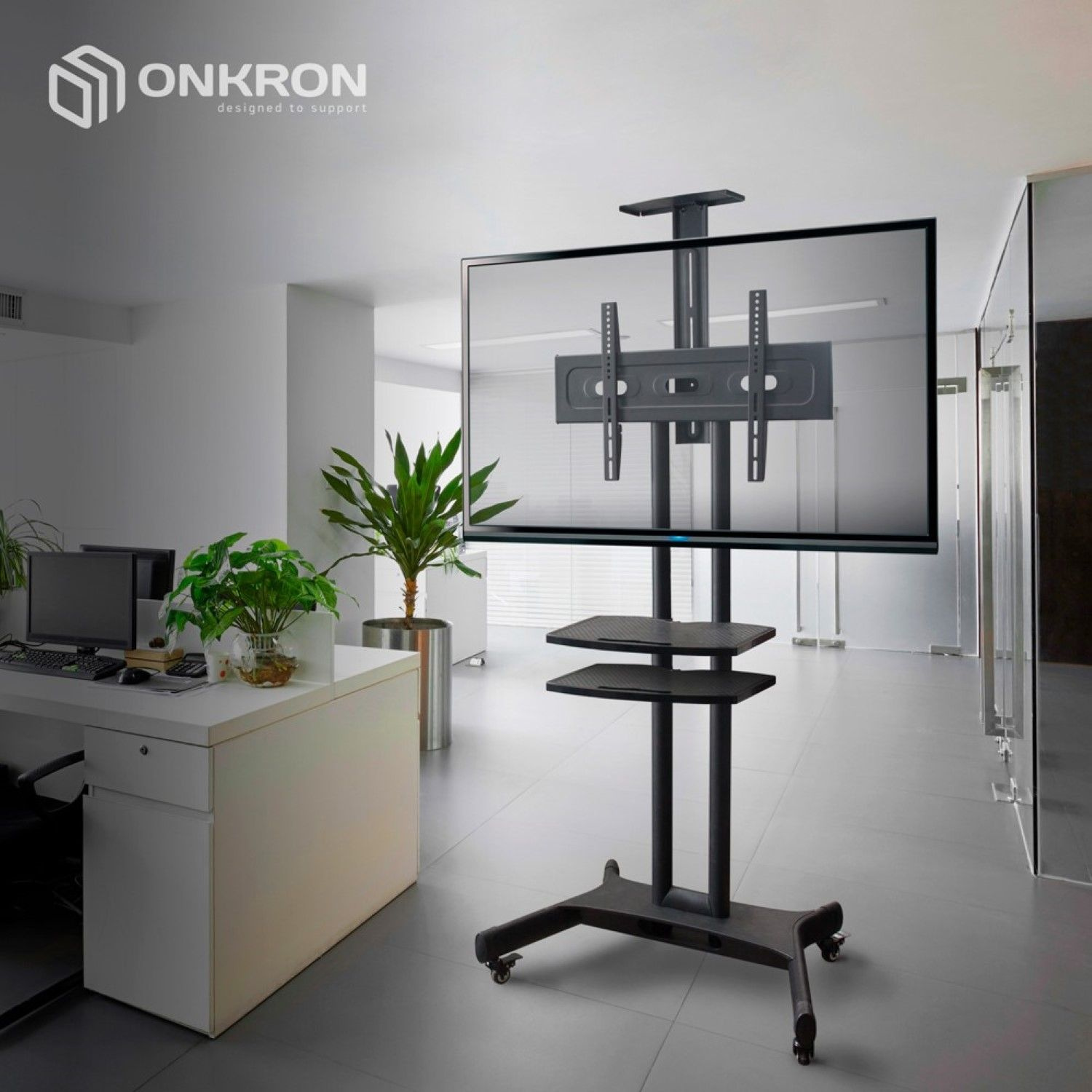 Стойка для телевизора Onkron TS1552 черный 40"-70" макс.60.5кг напольный мобильный