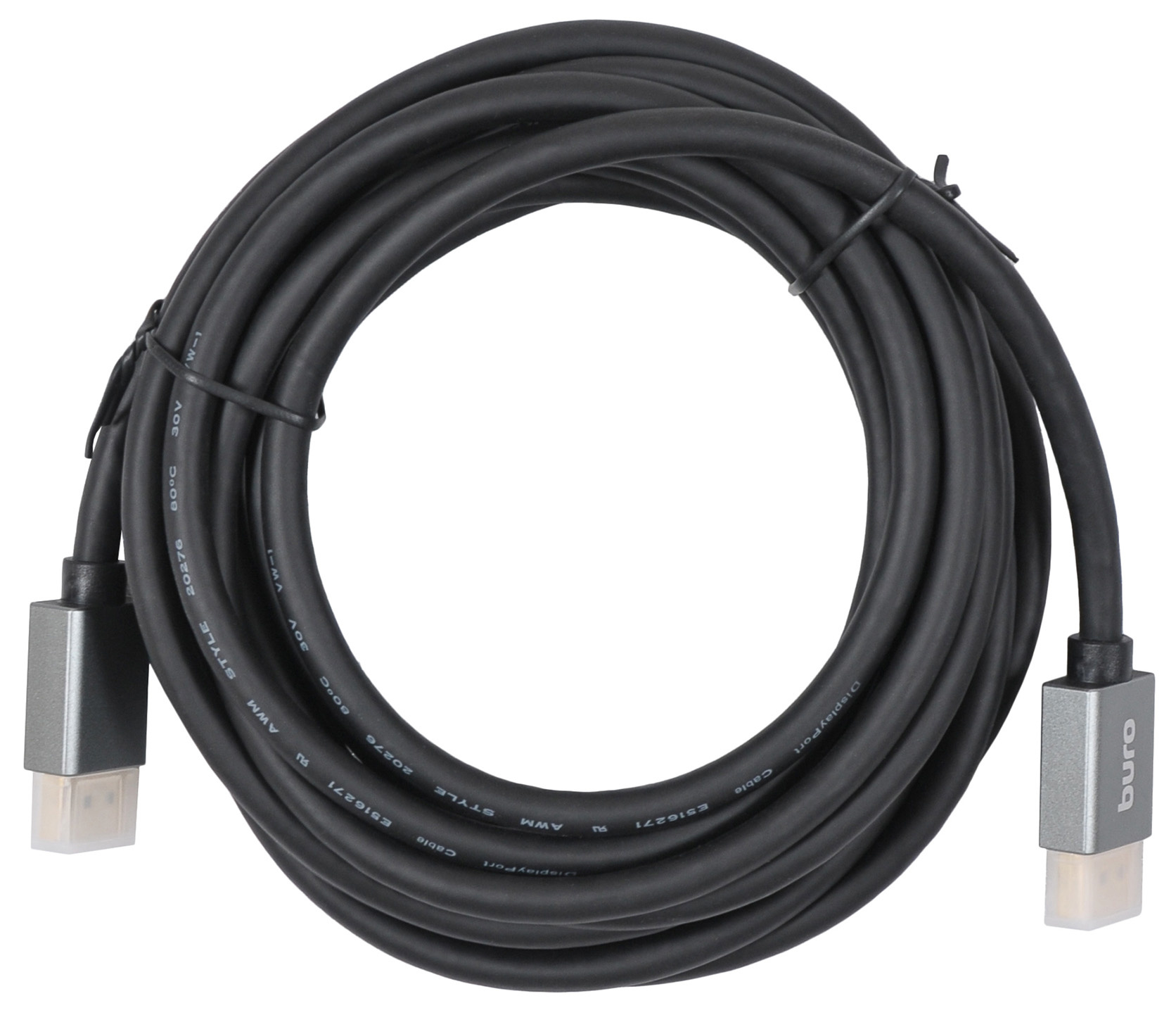 Кабель аудио-видео Buro V1.4 DisplayPort (m)/DisplayPort (m) 5м. позолоч.конт. черный (BHP-DPP-1.4-5G)