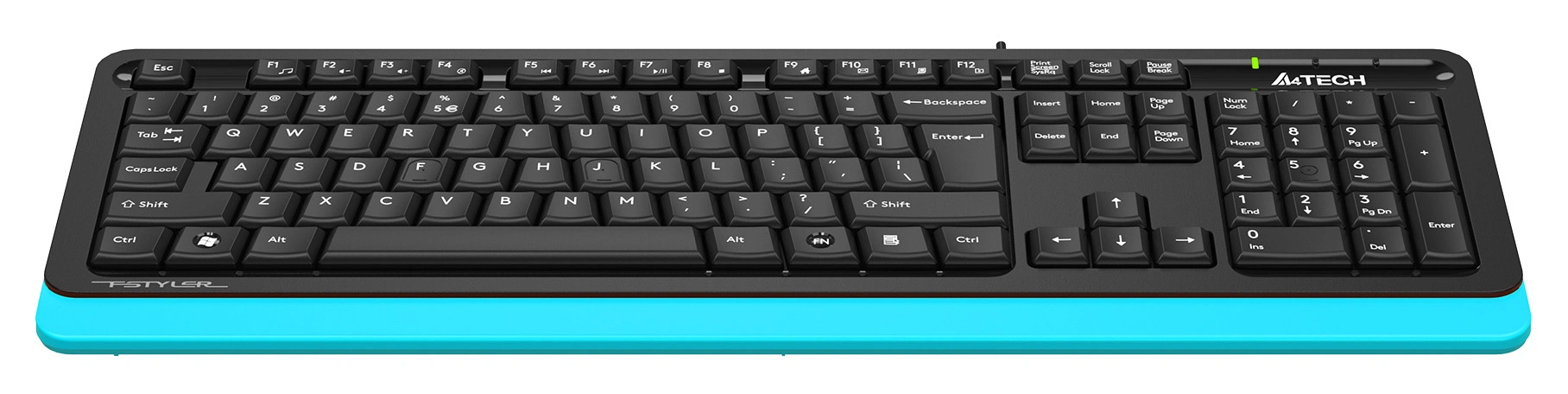 Клавиатура A4Tech FKS10 черный/синий USB (подставка для запястий) (FKS10 BLUE) кабель 1.5м