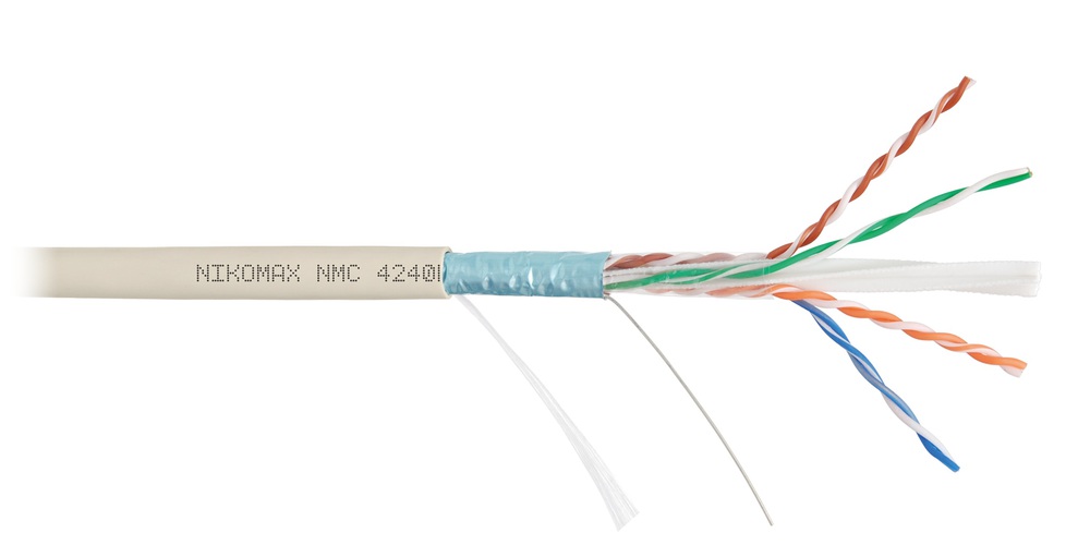NMC 4240L-IY - Кабель NIKOMAX F/UTP 4 пары, Кат.6 (Класс E), тест по ISO/IEC, 250МГц, одножильный, BC (чистая медь), 23AWG (0,55мм), полимерный материал нг(А)-LSLTx, внутренний, светло-серый, 305м - гарантия: 5 лет / 15 лет системная