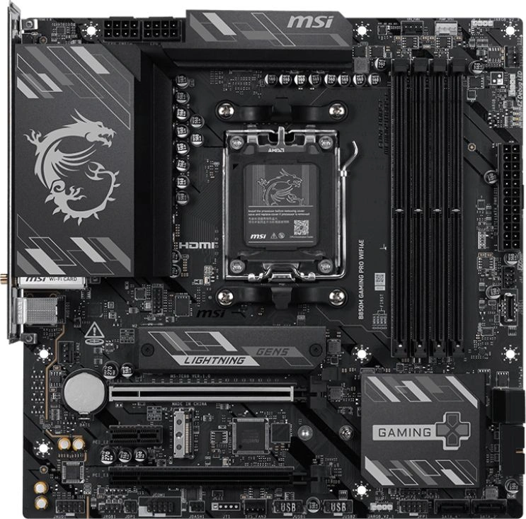 Материнская плата MSI B850M GAMING PRO WIFI6E Socket AM5 AMD B850 4xDDR5 mATX AC`97 8ch(7.1) 2.5Gg RAID+HDMI+DP