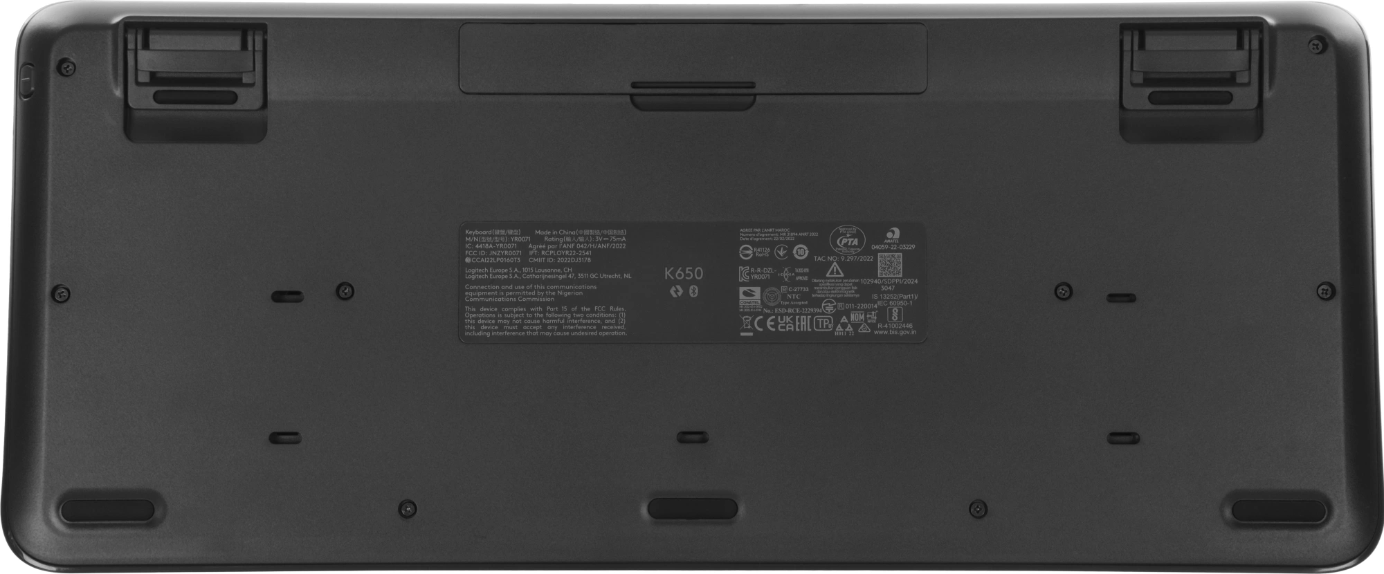 Клавиатура Logitech K650 черный USB беспроводная BT/Radio Multimedia (подставка для запястий) (920-010954)