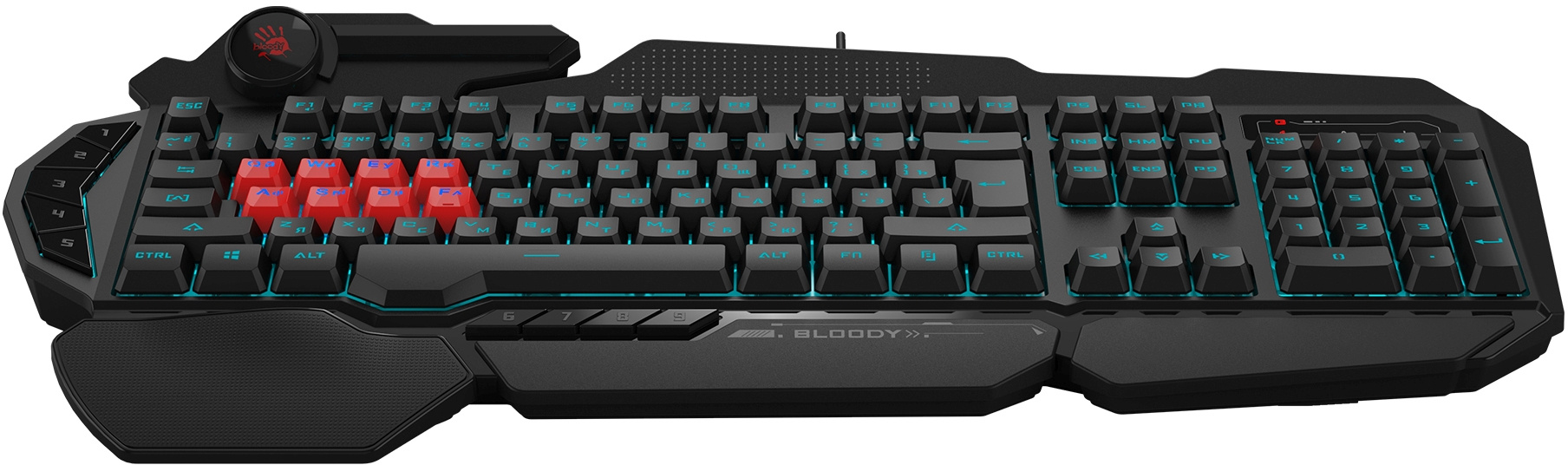 Клавиатура A4Tech B318 черный USB Multimedia for gamer LED (подставка для запястий) кабель 1.8м