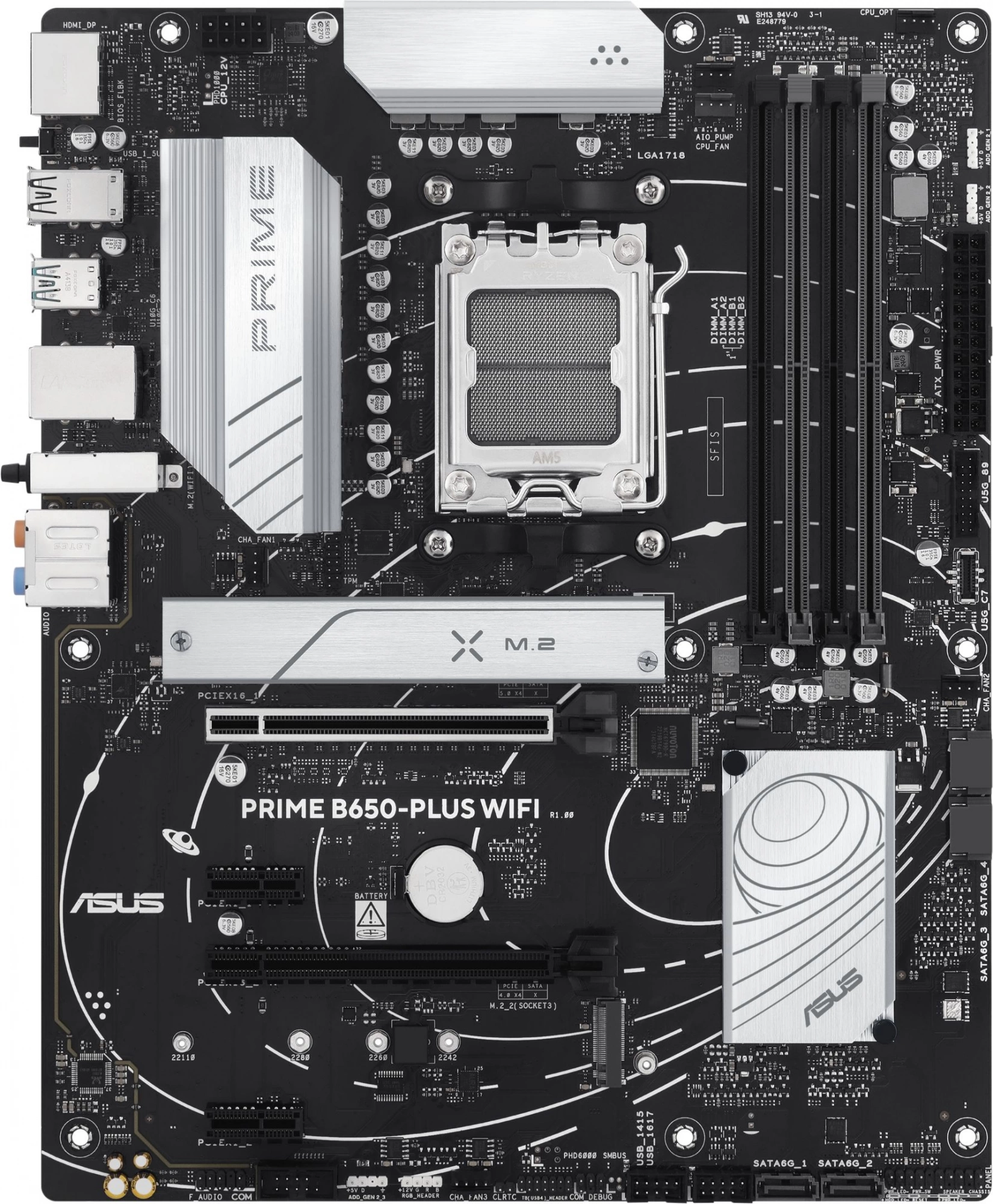 Материнская плата Asus PRIME B650-PLUS WIFI Socket AM5 AMD B650 4xDDR5 ATX AC`97 8ch(7.1) 2.5Gg RAID+HDMI+DP
