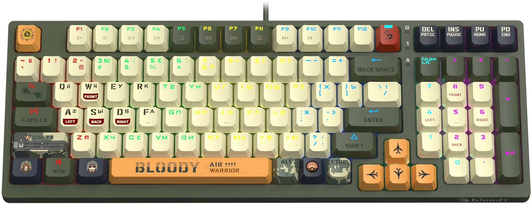 Клавиатура A4Tech S98 Aviator механическая зеленый USB for gamer LED кабель 1.8м