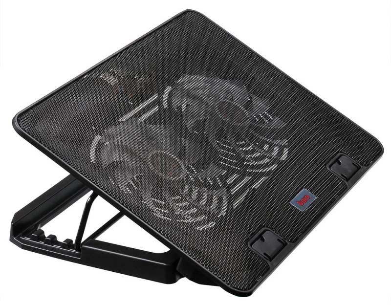 Подставка для ноутбука Buro BU-LCP156-B214H 15.6" 355x255x30мм 2xUSB 2x 140ммFAN 900г металлическая сетка/пластик черный