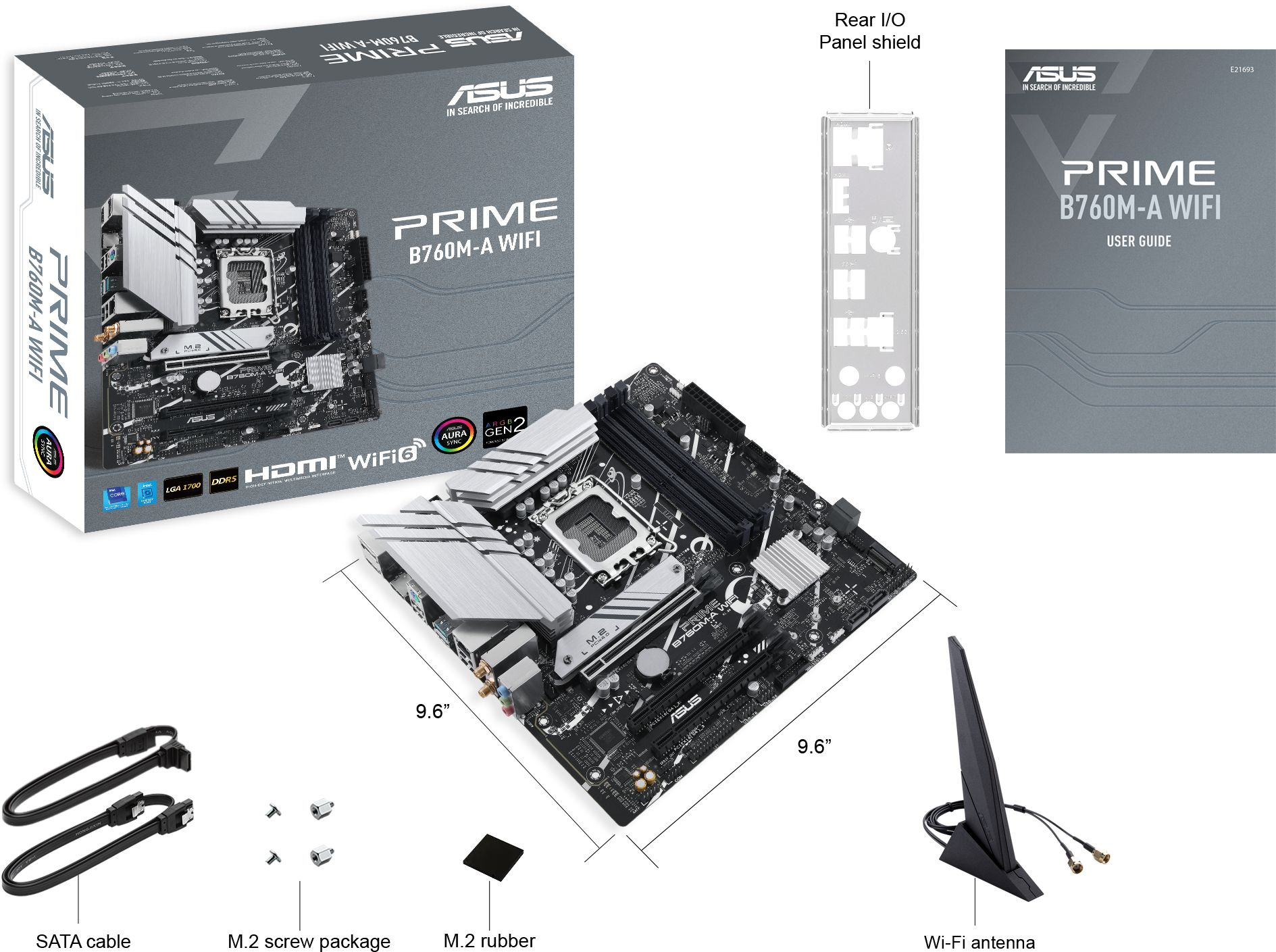 Материнская плата Asus PRIME B760M-A WIFI Soc-1700 Intel B760 4xDDR5 mATX AC`97 8ch(7.1) 2.5Gg RAID+HDMI+DP