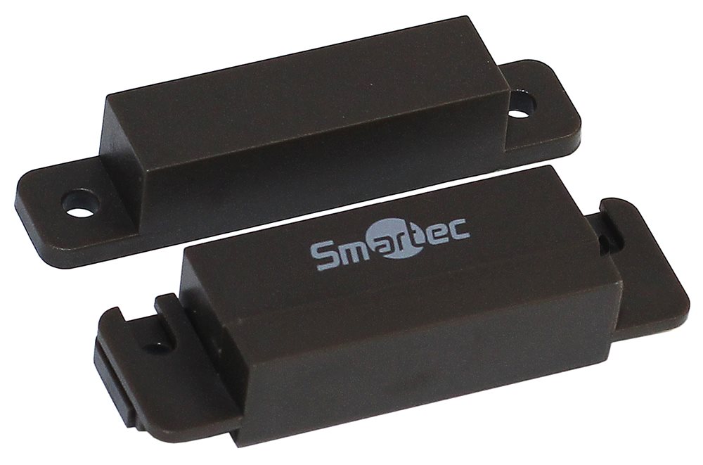 ST-DM121NC-BR - Магнитоконтактный датчик Smartec, НЗ, коричневый, накладной для деревянных дверей, под винт, зазор 25 мм
