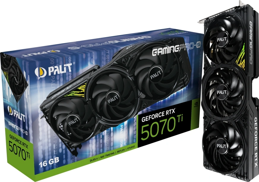 Видеокарта Palit PCI-E 5.0 PA-RTX5070Ti GAMINGPRO-S NVIDIA GeForce RTX 5070TI 16Gb 256bit GDDR7 2295/28000 HDMIx1 DPx3 HDCP Ret