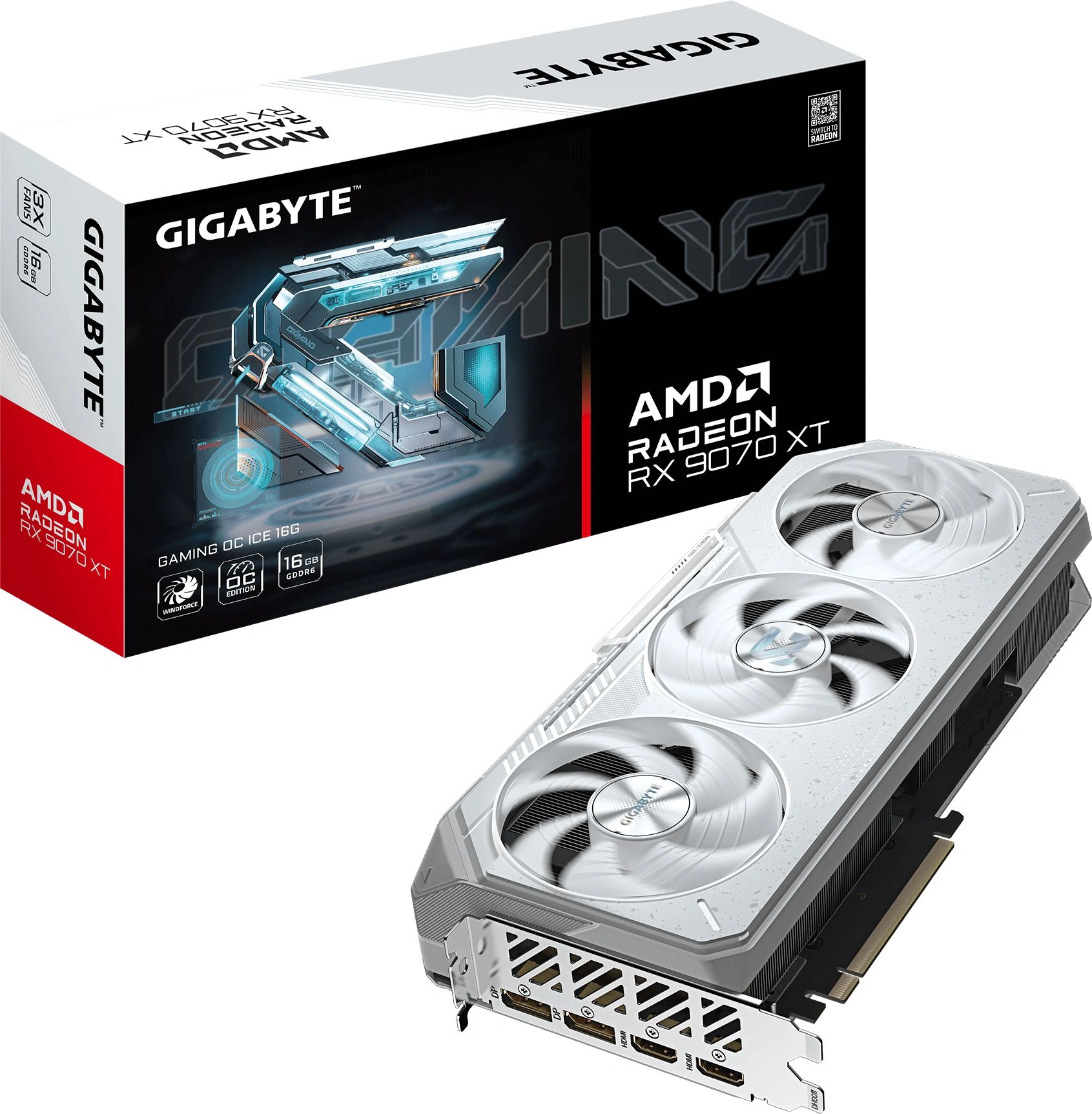 Видеокарта Gigabyte PCI-E 5.0 GV-R907XGAMINGOCICE-16GD AMD Radeon RX 9070XT 16Gb 256bit GDDR6 2520/20000 HDMIx2 DPx2 HDCP Ret
