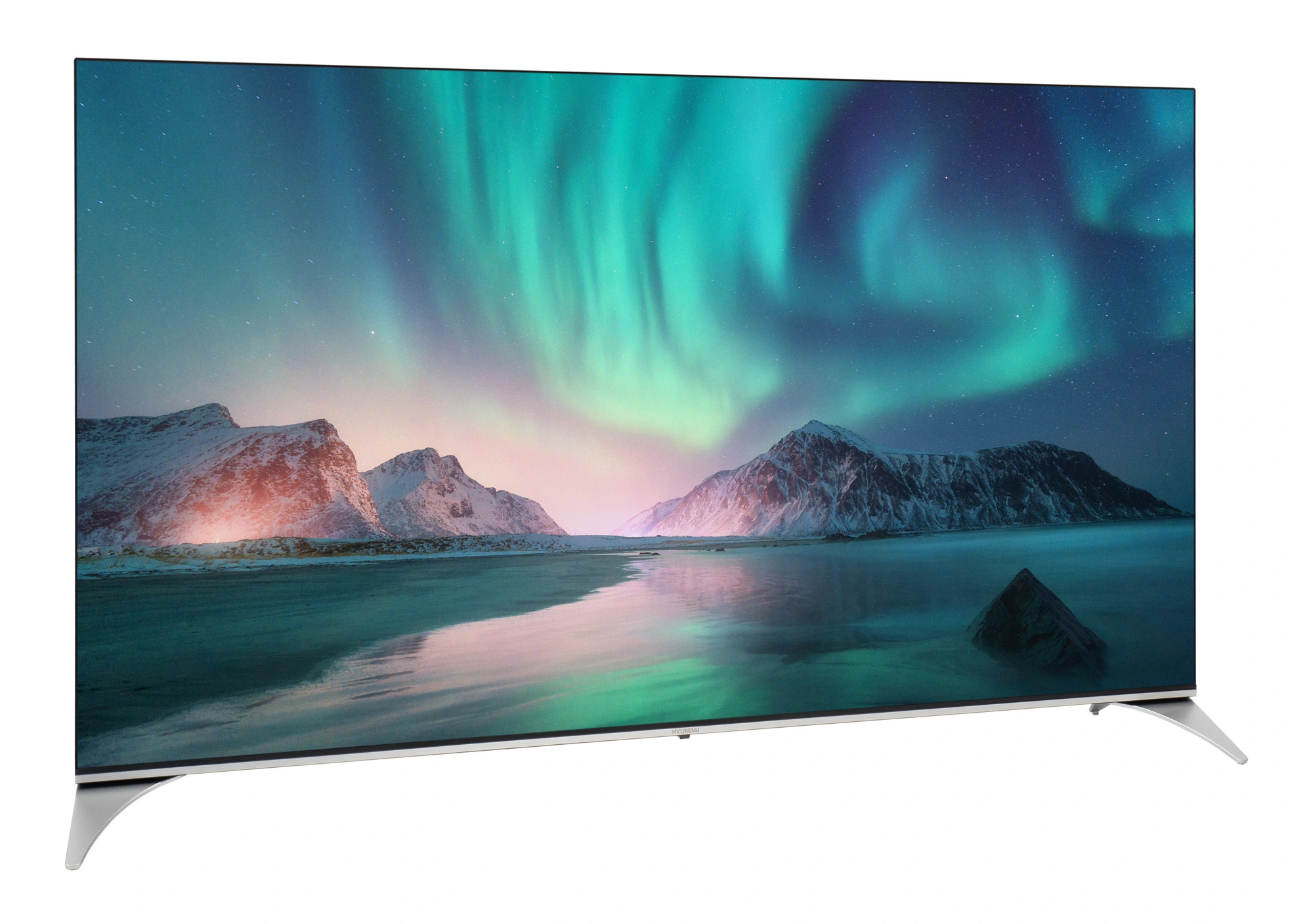 Телевизор QLED Hyundai 65" H-LED65QBU7500 Android TV Frameless черный/серебристый 4K Ultra HD 60Hz DVB-T DVB-T2 DVB-C DVB-S DVB-S2 USB WiFi Smart TV