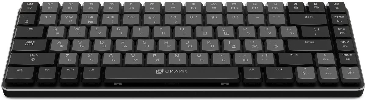 Клавиатура Оклик K615X механическая серый/серебристый USB slim Multimedia for gamer LED (1934413)