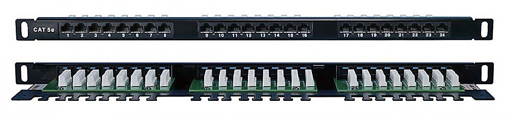 PPHD-19-24-8P8C-C5E-110D - Патч-панель высокой плотности 19" Hyperline, 0.5U, 24 порта RJ-45, категория 5E, Dual IDC