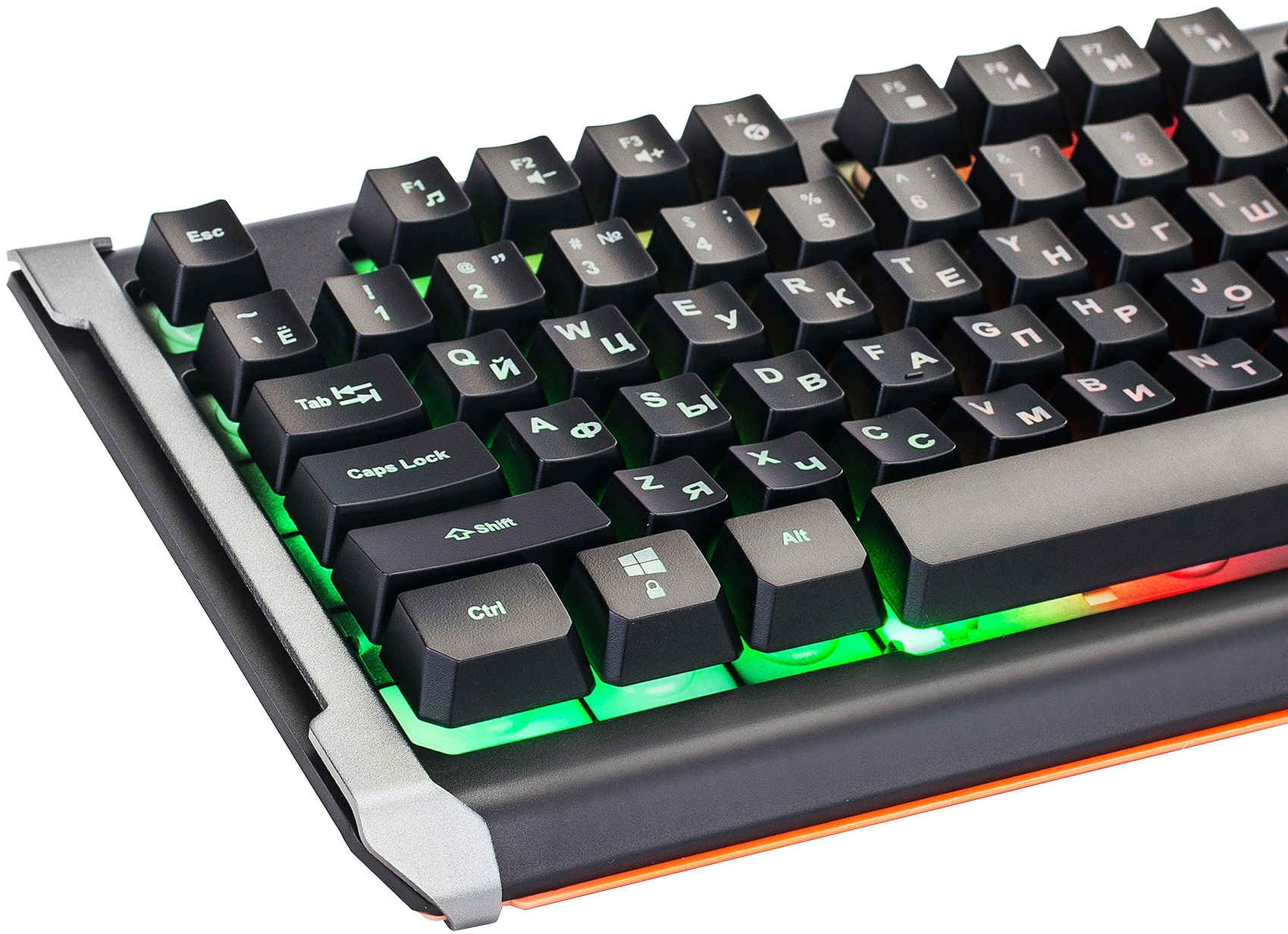 Клавиатура Оклик 717G BLACK DEATH черный/оранжевый USB Multimedia for gamer LED (476395)