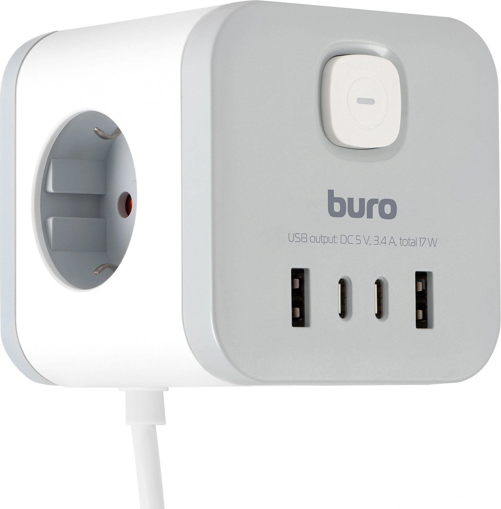 Сетевой удлинитель Buro BU-PC3.1UС-W 1.5м (3 розетки) белый (коробка)