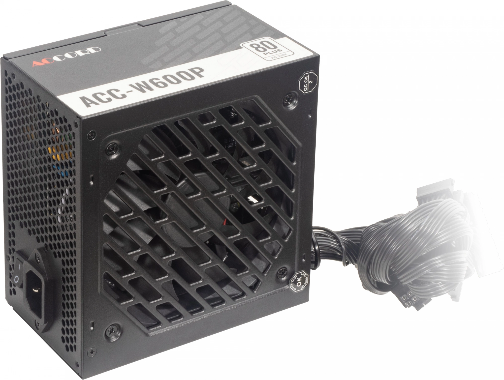 Блок питания Accord ATX 600W ACC-W600P 80+ white (20+4pin) APFC 120mm fan 6xSATA RTL
