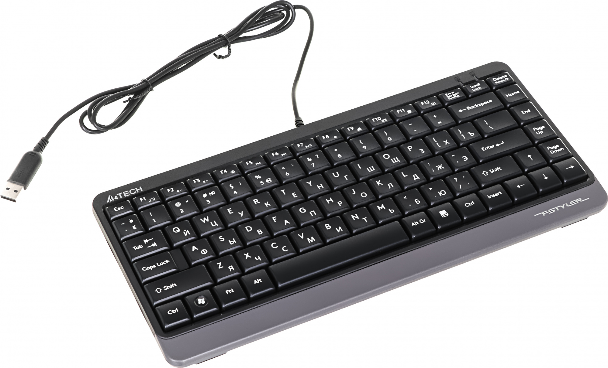 Клавиатура A4Tech FK11 черный USB slim (FK11 USB (GREY)) кабель 1.5м
