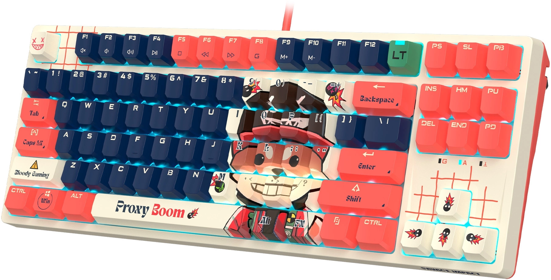 Клавиатура A4Tech AT87 Proxy Boom бежевый/красный USB for gamer LED (AT87) кабель 1.8м