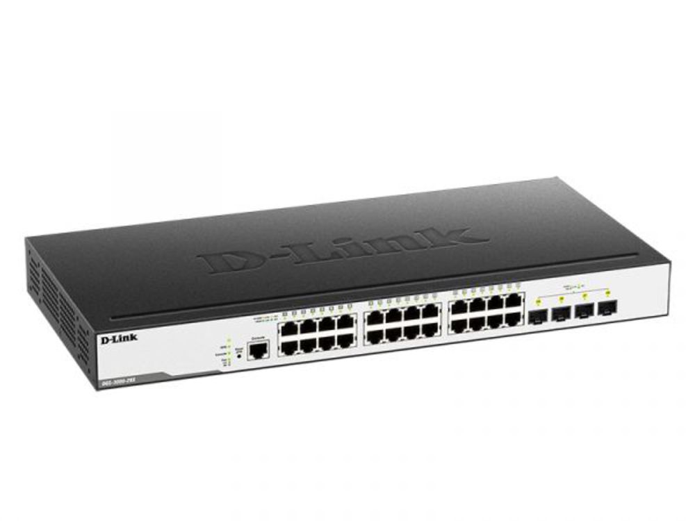 DGS-3000-28X/B1A Управляемый L2 коммутатор с 24 портами 10/100/1000Base-T и 4 портами 10GBase-X SFP+