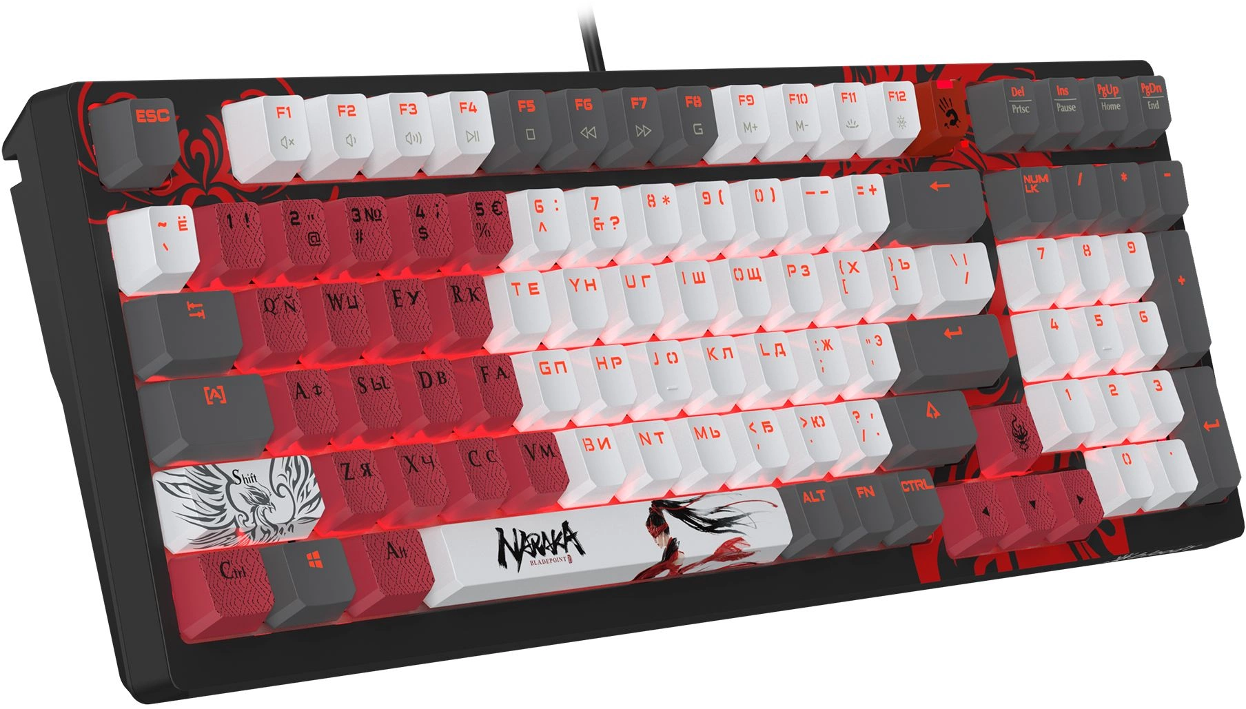 Клавиатура A4Tech S98 Naraka механическая черный/красный USB for gamer LED (S98 NARAKA BLMS RED PLUS) кабель 1.8м