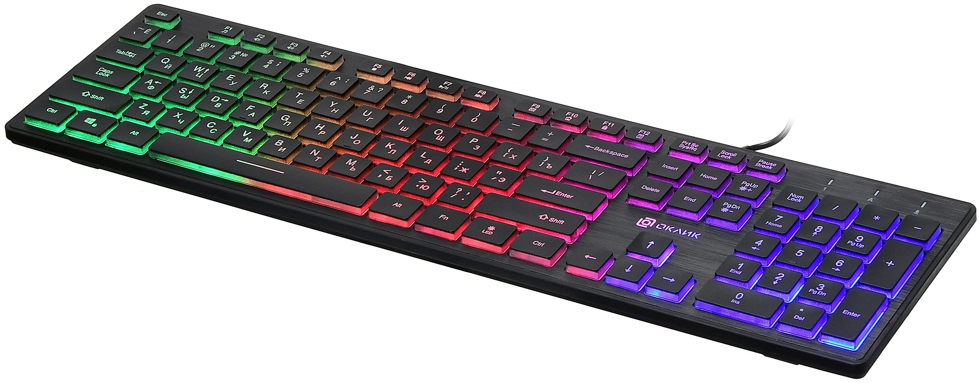 Клавиатура Оклик 550ML черный USB slim Multimedia LED (1061617)