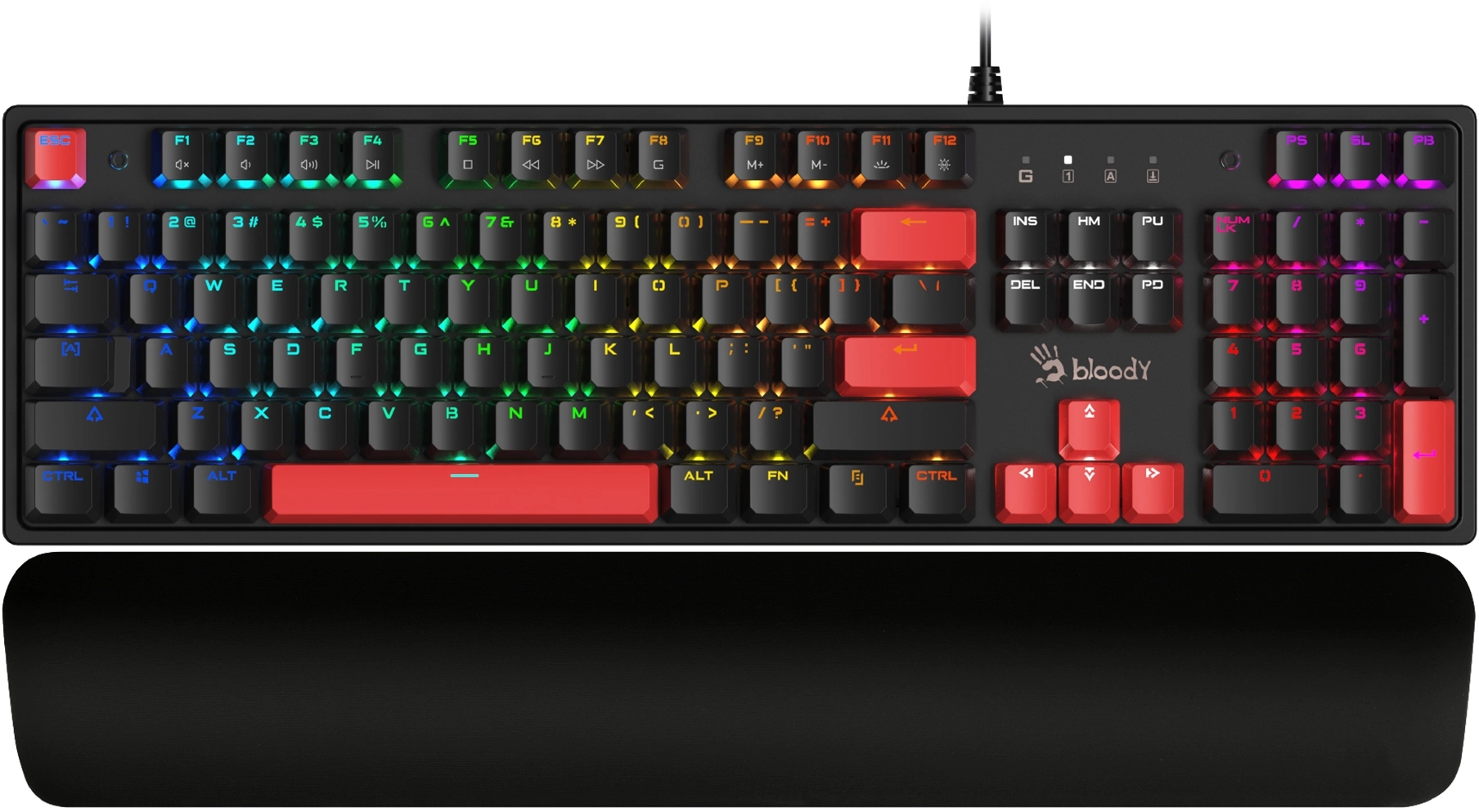 Клавиатура A4Tech S515R механическая черный USB for gamer LED (подставка для запястий) (S515R FIRE BLACK) кабель 1.8м
