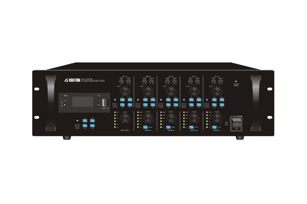 IP-A4120MP - 4-канальный матричный микшер усилитель 4*120Вт 3U 19" для монтажа в стойку