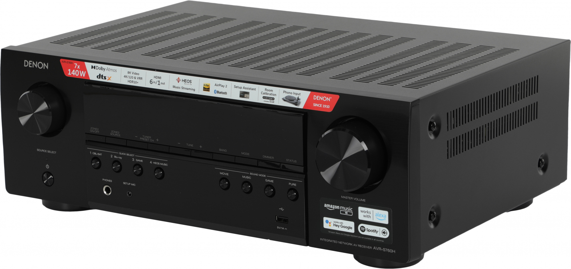 Ресивер AV Denon AVR-S760H 7.2 черный
