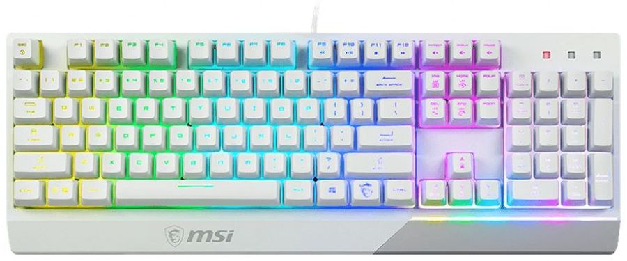 Клавиатура MSI GK30 белый USB Multimedia for gamer LED (подставка для запястий) (S11-04RU304-CLA) кабель 1.8м
