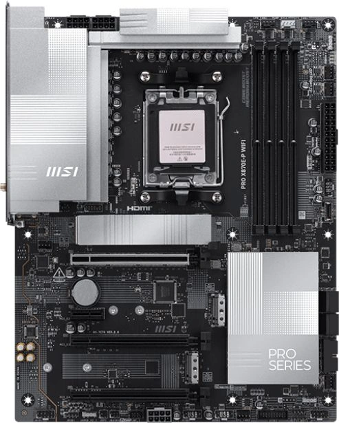 Материнская плата MSI PRO X870E-P WIFI Socket AM5 AMD X870E 4xDDR5 ATX AC`97 8ch(7.1) 5Gigabit RAID+HDMI