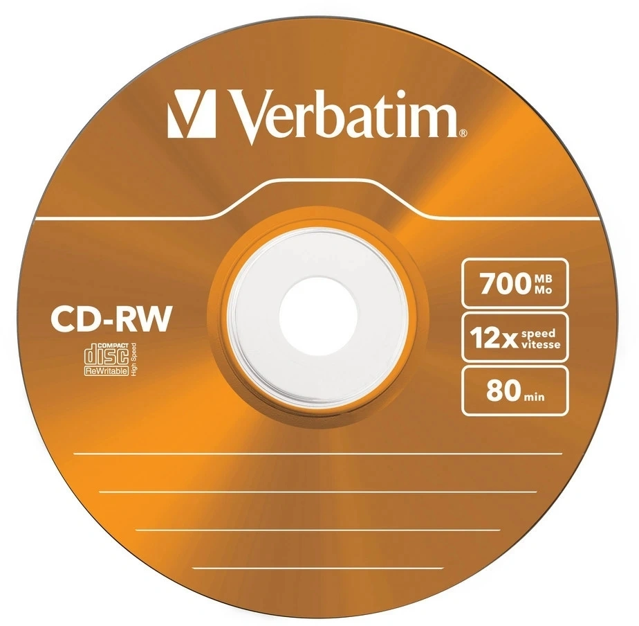 Диск CD-RW Verbatim 700Mb 12x Slim case (5шт) Color (43167)