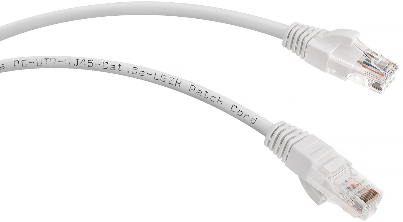 Патч-корд Cabeus PC-UTP-RJ45-CAT.5E-1M-WH-LSZH U/UTP RJ-45 вил.-вилка RJ-45 кат.5E 1м белый LSZH