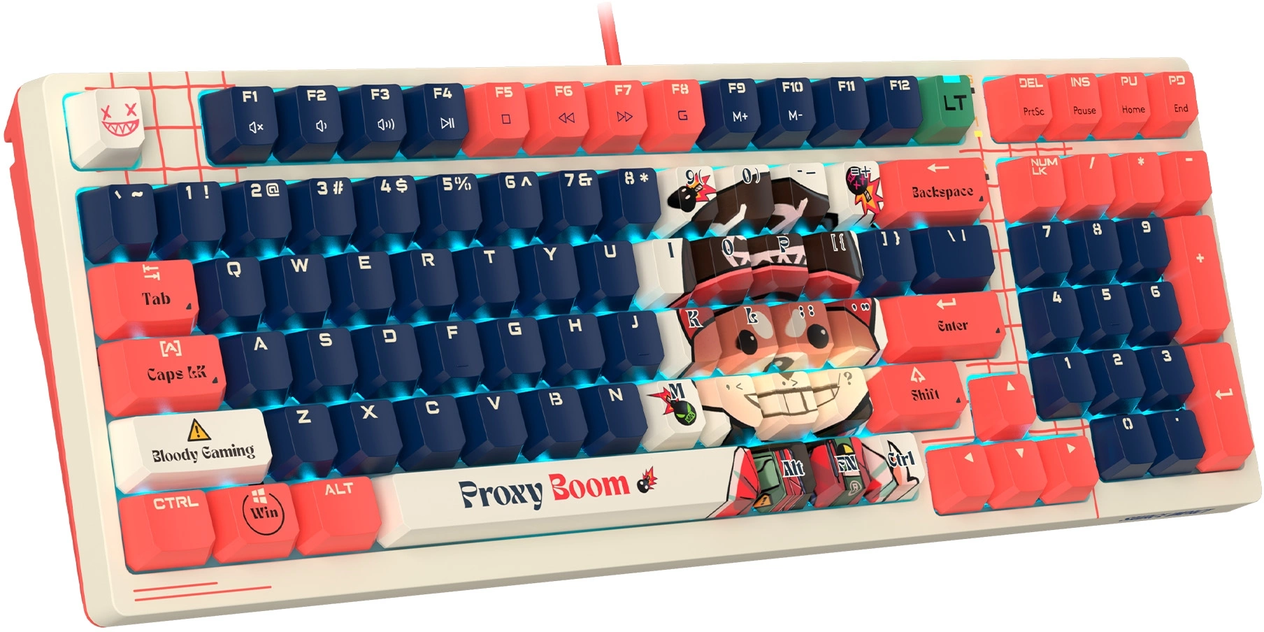 Клавиатура A4Tech AT98 Proxy Boom бежевый/красный USB for gamer LED (AT98) кабель 1.8м