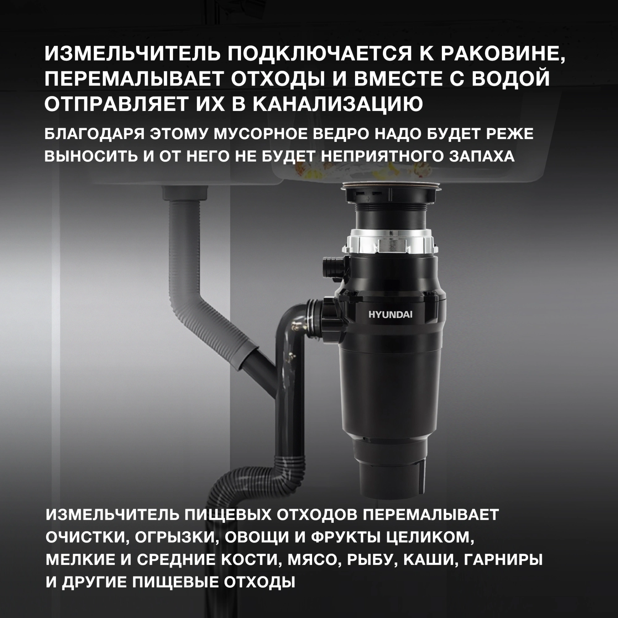 Измельчитель Hyundai HFWD 10390 390Вт черный/черный
