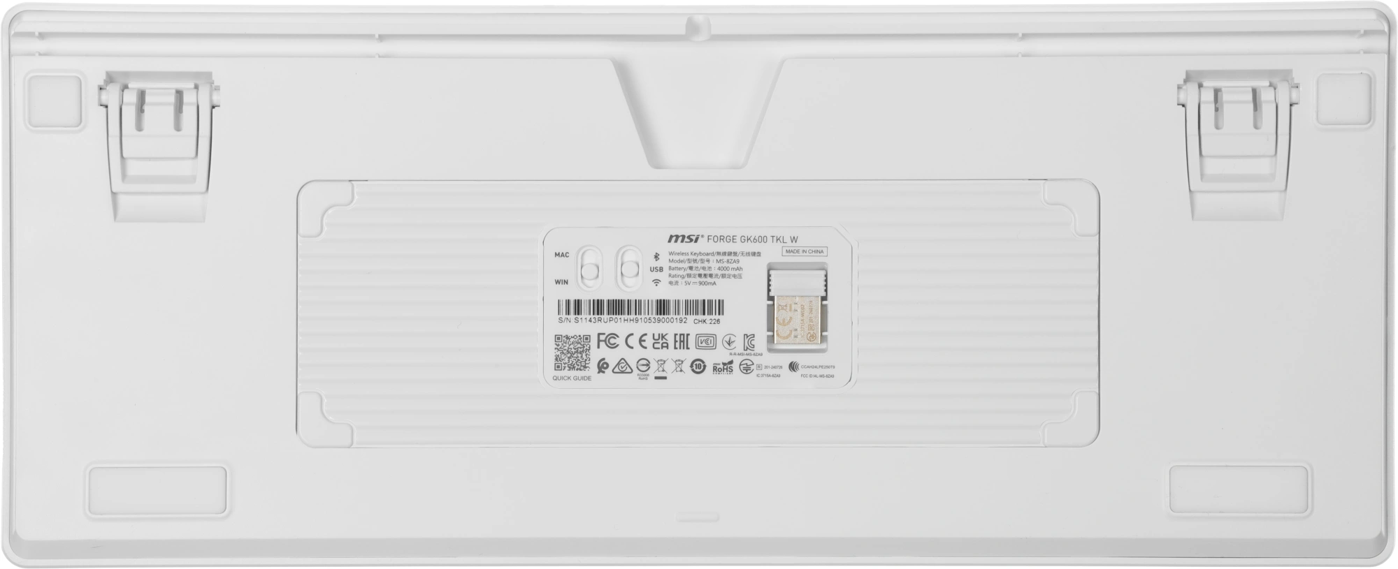 Клавиатура MSI GK600 механическая белый/синий USB беспроводная BT/Radio Multimedia for gamer LED (S11-43RUP01-HH9) кабель 1.8м
