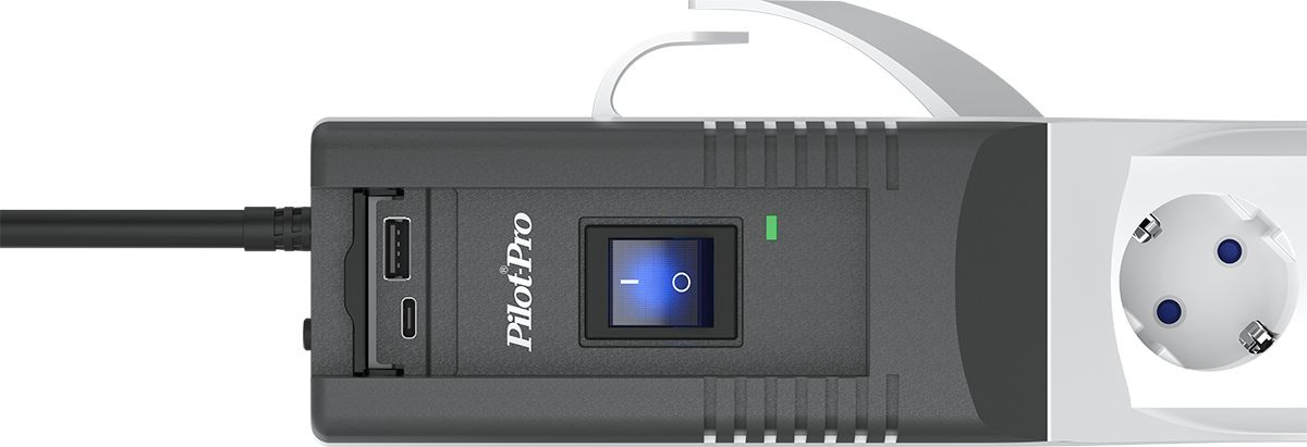 Сетевой фильтр Pilot PRO USB 1.8м (6 розеток) серый (коробка)