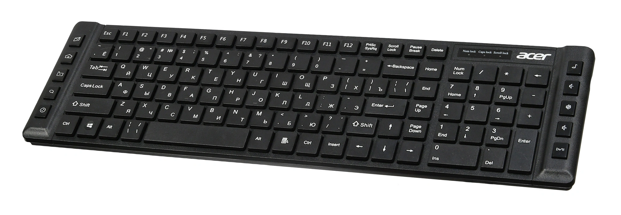 Клавиатура Acer OKW010 черный USB slim Multimedia (ZL.KBDEE.002) кабель 1.45м