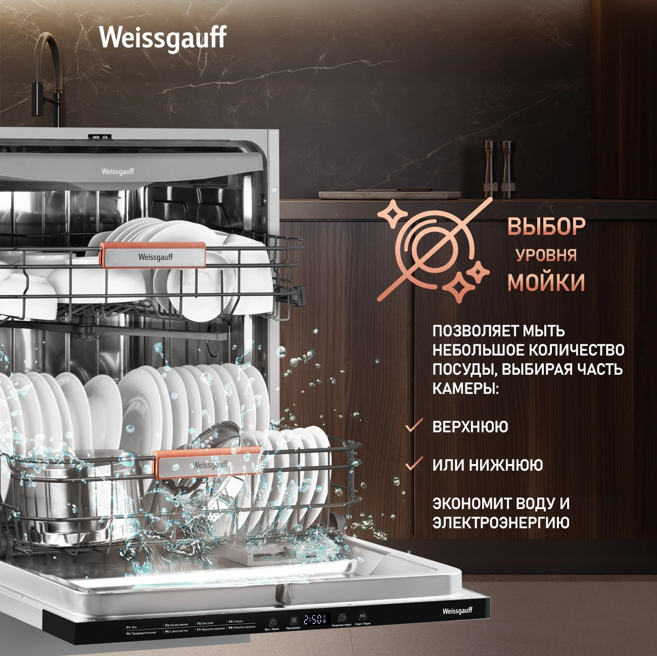 Посудомоечная машина встраив. Weissgauff BDW 6038 Infolight полноразмерная