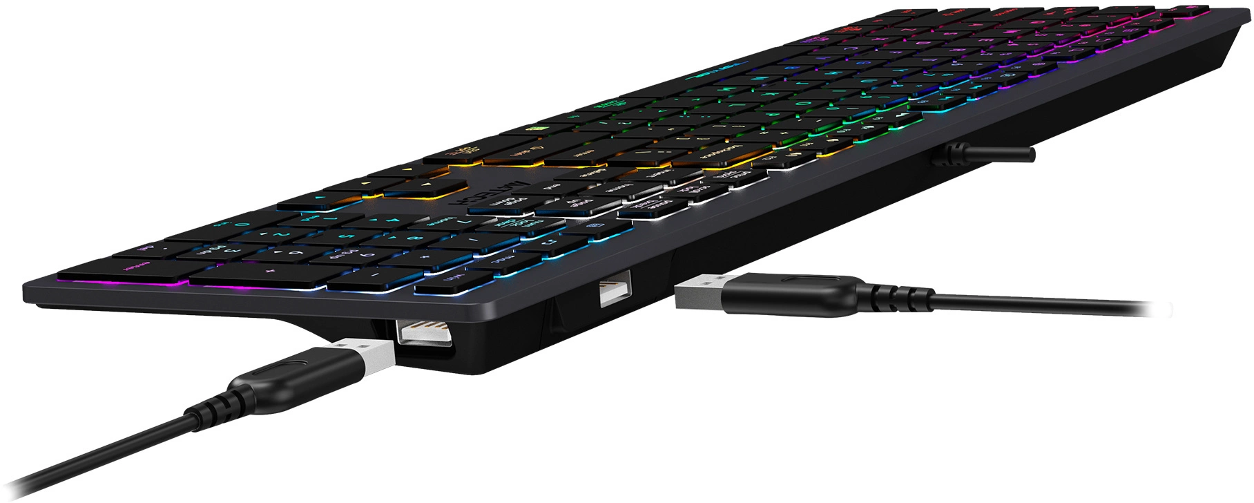 Клавиатура A4Tech FX60H серый USB slim LED (FX60H GREY/NEON) кабель 1.5м