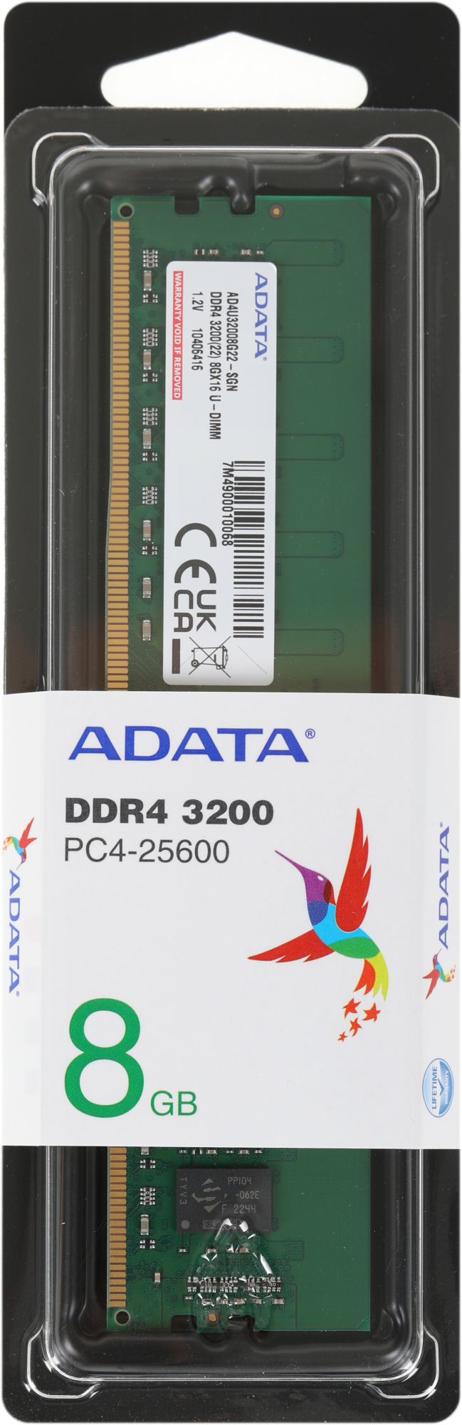 Память DDR4 8Gb 3200MHz A-Data AD4U32008G22-SGN RTL PC4-25600 CL22 DIMM 288-pin 1.2В single rank Ret