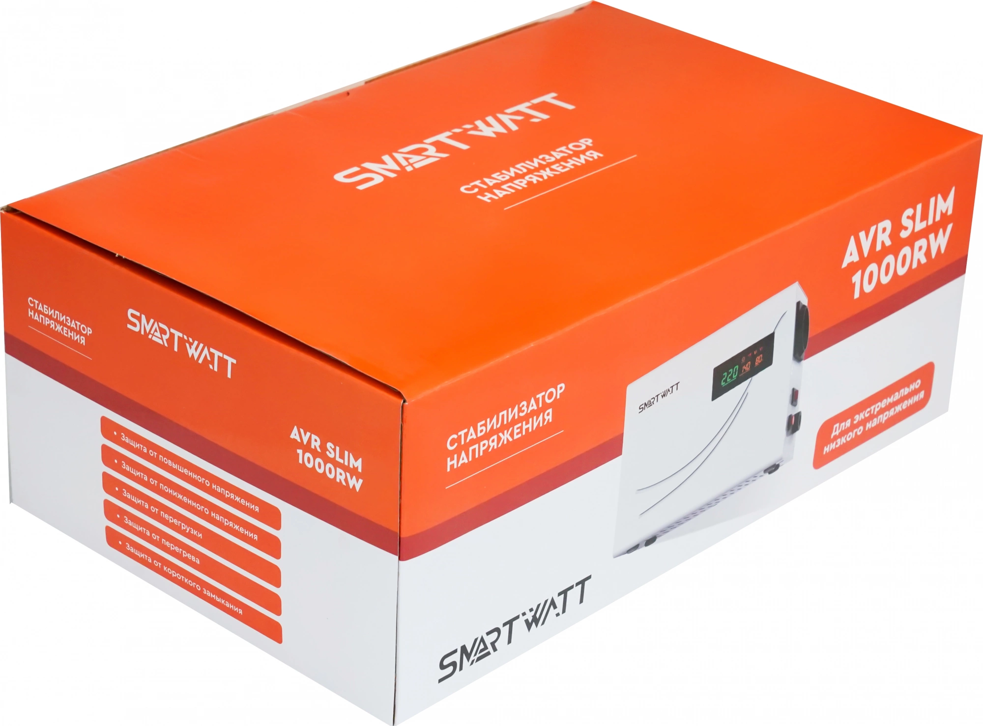 Стабилизатор напряжения Smartwatt AVR Slim 1000RW 1000ВА белый