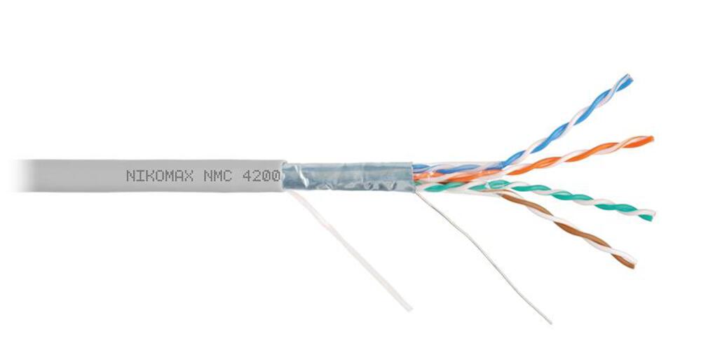 NMC 4200A-GY - Кабель NIKOMAX F/UTP 4 пары, Кат.5e (Класс D), тест по ISO/IEC, 100МГц, одножильный, BC (чистая медь), 24AWG (0,51мм), поливинилхлорид, внутренний, серый, 305м - гарантия: 5 лет / 15 лет системная
