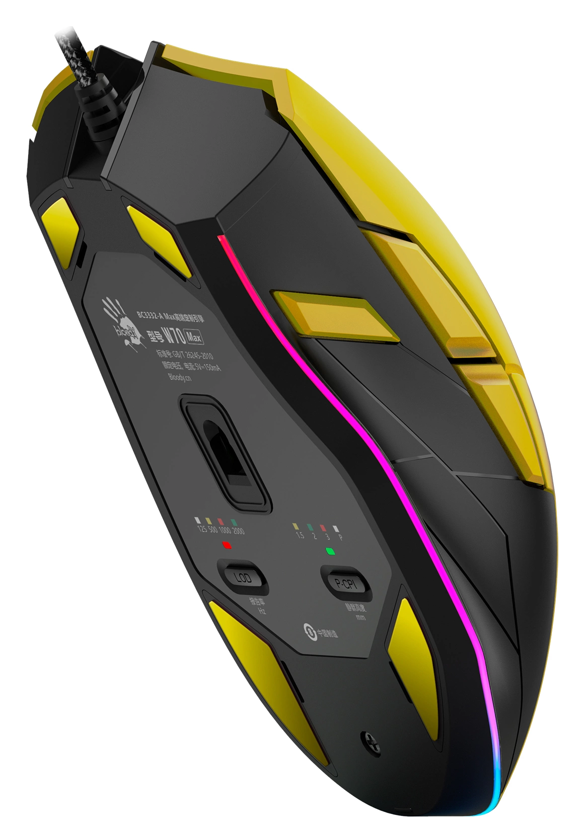 Мышь A4Tech Bloody W70 Max Punk желтый/черный оптическая 10000dpi USB 11but