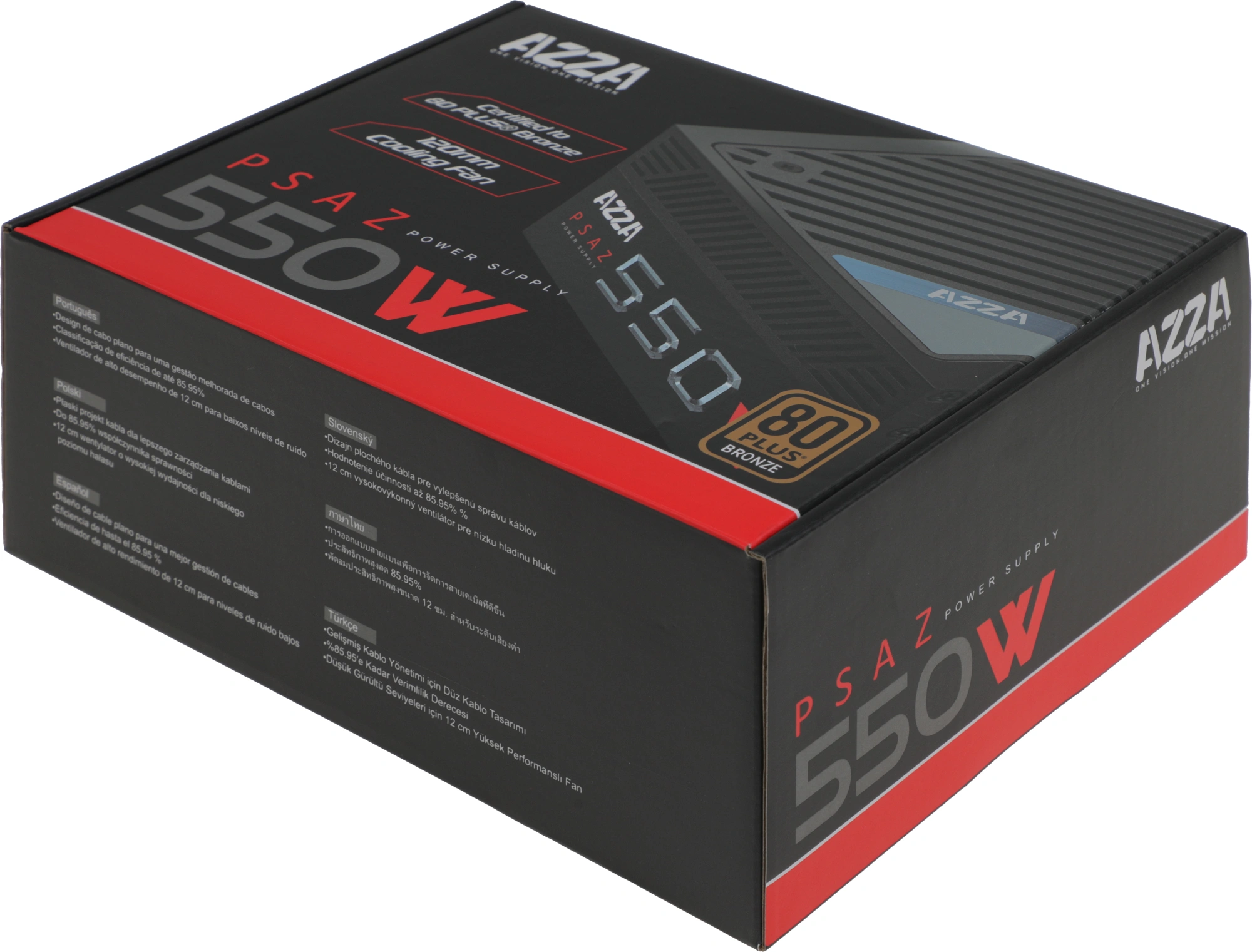 Блок питания Azza ATX 550W PSAZ-550W 80+ bronze (20+4pin) APFC 120mm fan 5xSATA RTL