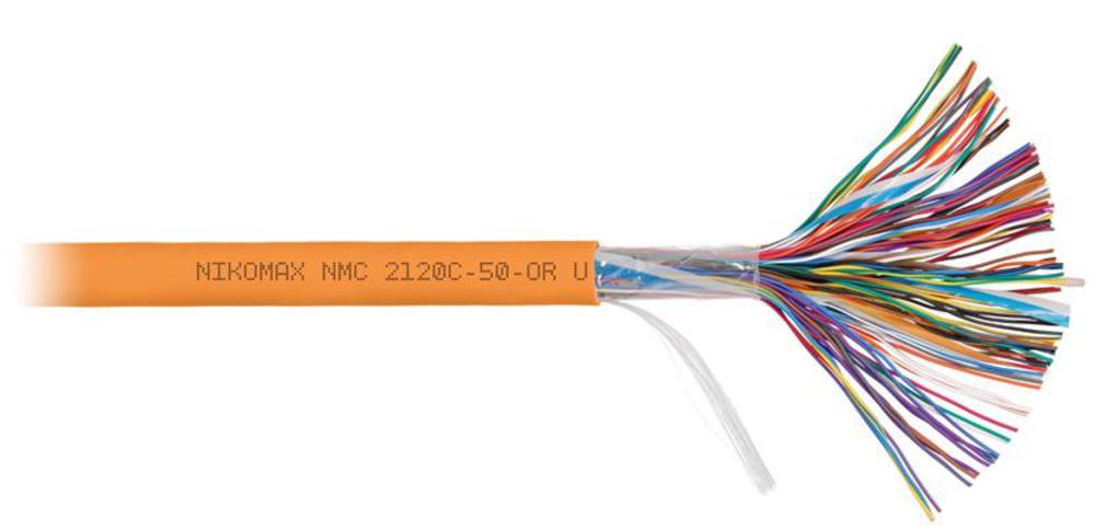 NMC 2120C-50-OR - Кабель NIKOMAX U/UTP 50 пар, Кат.3 (Класс C), 16МГц, одножильный, BC (чистая медь), 26AWG (0,405мм), полимерный материал нг(А)-HF, внутренний,  оранжевый, 305м - гарантия: 1 год